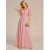 image:imageEverPretty Womens Chiffon VNeck Mother of Bride Dresses ALine Ruched Short Sleeves Appliques Bridesmaid Dress Formal GownDusty Rose