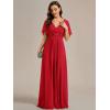 image:imageEverPretty Womens Chiffon VNeck Mother of Bride Dresses ALine Ruched Short Sleeves Appliques Bridesmaid Dress Formal GownRed