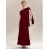 image:imageEverPretty Womens Elegant One Shoulder Bow Sash Stretch Crepe Formal Wedding Guest Dress Prom Dresses Evening Gowns 02632Dark Red