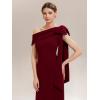 image:imageEverPretty Womens Elegant One Shoulder Bow Sash Stretch Crepe Formal Wedding Guest Dress Prom Dresses Evening Gowns 02632Dark Red