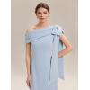 image:imageEverPretty Womens Elegant One Shoulder Bow Sash Stretch Crepe Formal Wedding Guest Dress Prom Dresses Evening Gowns 02632Ice Blue