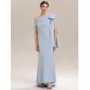 image:imageEverPretty Womens Elegant One Shoulder Bow Sash Stretch Crepe Formal Wedding Guest Dress Prom Dresses Evening Gowns 02632Ice Blue