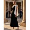 image:imageEverPretty Womens Elegant One Shoulder Bow Sash Stretch Crepe Formal Wedding Guest Dress Prom Dresses Evening Gowns 02632Ivory Black