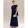 image:imageEverPretty Womens Elegant One Shoulder Bow Sash Stretch Crepe Formal Wedding Guest Dress Prom Dresses Evening Gowns 02632Navy Blue