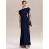 image:imageEverPretty Womens Elegant One Shoulder Bow Sash Stretch Crepe Formal Wedding Guest Dress Prom Dresses Evening Gowns 02632Navy Blue
