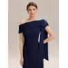 image:imageEverPretty Womens Elegant One Shoulder Bow Sash Stretch Crepe Formal Wedding Guest Dress Prom Dresses Evening Gowns 02632Navy Blue