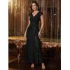 image:imageEverPretty Womens Glitter VNeck Formal Wedding Guest Dress Sequin Stretchy Prom Evening Gown Mother of Bride Dresses 02657Black