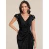 image:imageEverPretty Womens Glitter VNeck Formal Wedding Guest Dress Sequin Stretchy Prom Evening Gown Mother of Bride Dresses 02657Black
