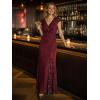 image:imageEverPretty Womens Glitter VNeck Formal Wedding Guest Dress Sequin Stretchy Prom Evening Gown Mother of Bride Dresses 02657Burgundy