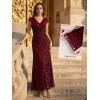 image:imageEverPretty Womens Glitter VNeck Formal Wedding Guest Dress Sequin Stretchy Prom Evening Gown Mother of Bride Dresses 02657Burgundy