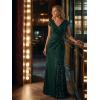 image:imageEverPretty Womens Glitter VNeck Formal Wedding Guest Dress Sequin Stretchy Prom Evening Gown Mother of Bride Dresses 02657Dark Green