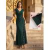 image:imageEverPretty Womens Glitter VNeck Formal Wedding Guest Dress Sequin Stretchy Prom Evening Gown Mother of Bride Dresses 02657Dark Green