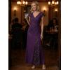 image:imageEverPretty Womens Glitter VNeck Formal Wedding Guest Dress Sequin Stretchy Prom Evening Gown Mother of Bride Dresses 02657Dark Purple