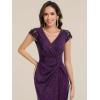 image:imageEverPretty Womens Glitter VNeck Formal Wedding Guest Dress Sequin Stretchy Prom Evening Gown Mother of Bride Dresses 02657Dark Purple