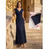 image:imageEverPretty Womens Glitter VNeck Formal Wedding Guest Dress Sequin Stretchy Prom Evening Gown Mother of Bride Dresses 02657Navy Blue