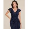 image:imageEverPretty Womens Glitter VNeck Formal Wedding Guest Dress Sequin Stretchy Prom Evening Gown Mother of Bride Dresses 02657Navy Blue