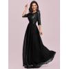 image:imageEverPretty Womens Sequin Chiffon Formal Evening Dresses A Line Half Sleeves Mother of The Bride Dress 00683Black