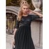 image:imageEverPretty Womens Sequin Chiffon Formal Evening Dresses A Line Half Sleeves Mother of The Bride Dress 00683Black