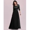 image:imageEverPretty Womens Sequin Chiffon Formal Evening Dresses A Line Half Sleeves Mother of The Bride Dress 00683Black