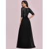 image:imageEverPretty Womens Sequin Chiffon Formal Evening Dresses A Line Half Sleeves Mother of The Bride Dress 00683Black