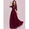 image:imageEverPretty Womens Sequin Chiffon Formal Evening Dresses A Line Half Sleeves Mother of The Bride Dress 00683Burgundy