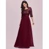 image:imageEverPretty Womens Sequin Chiffon Formal Evening Dresses A Line Half Sleeves Mother of The Bride Dress 00683Burgundy