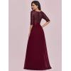 image:imageEverPretty Womens Sequin Chiffon Formal Evening Dresses A Line Half Sleeves Mother of The Bride Dress 00683Burgundy
