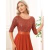 image:imageEverPretty Womens Sequin Chiffon Formal Evening Dresses A Line Half Sleeves Mother of The Bride Dress 00683Burnt Orange1