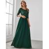 image:imageEverPretty Womens Sequin Chiffon Formal Evening Dresses A Line Half Sleeves Mother of The Bride Dress 00683Dark Green