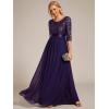 image:imageEverPretty Womens Sequin Chiffon Formal Evening Dresses A Line Half Sleeves Mother of The Bride Dress 00683Dark Purple