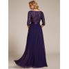 image:imageEverPretty Womens Sequin Chiffon Formal Evening Dresses A Line Half Sleeves Mother of The Bride Dress 00683Dark Purple