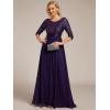 image:imageEverPretty Womens Sequin Chiffon Formal Evening Dresses A Line Half Sleeves Mother of The Bride Dress 00683Dark Purple