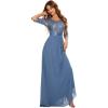 image:imageEverPretty Womens Sequin Chiffon Formal Evening Dresses A Line Half Sleeves Mother of The Bride Dress 00683Dusty Navy