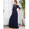 image:imageEverPretty Womens Sequin Chiffon Formal Evening Dresses A Line Half Sleeves Mother of The Bride Dress 00683Navy Blue