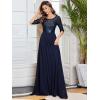 image:imageEverPretty Womens Sequin Chiffon Formal Evening Dresses A Line Half Sleeves Mother of The Bride Dress 00683Navy Blue