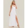 image:imageEverPretty Womens Sexy Side Slit V Neck Spaghetti Straps Chiffon A Line Bridesmaid Dress 0128BPHWhite
