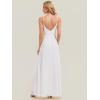image:imageEverPretty Womens Sexy Side Slit V Neck Spaghetti Straps Chiffon A Line Bridesmaid Dress 0128BPHWhite