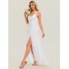 image:imageEverPretty Womens Sexy Side Slit V Neck Spaghetti Straps Chiffon A Line Bridesmaid Dress 0128BPHWhite