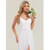 image:imageEverPretty Womens Sexy Side Slit V Neck Spaghetti Straps Chiffon A Line Bridesmaid Dress 0128BPHWhite