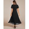 image:imageEverPretty Womens Spring Summer Chiffon Wedding Guest Dresses V Neck Ruffle Sleeves Midi Semi Formal Cocktail DressAblack