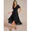 image:imageEverPretty Womens Spring Summer Chiffon Wedding Guest Dresses V Neck Ruffle Sleeves Midi Semi Formal Cocktail DressAblack
