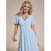 image:imageEverPretty Womens Spring Summer Chiffon Wedding Guest Dresses V Neck Ruffle Sleeves Midi Semi Formal Cocktail DressAblue