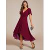 image:imageEverPretty Womens Spring Summer Chiffon Wedding Guest Dresses V Neck Ruffle Sleeves Midi Semi Formal Cocktail DressAburgundy