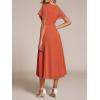 image:imageEverPretty Womens Spring Summer Chiffon Wedding Guest Dresses V Neck Ruffle Sleeves Midi Semi Formal Cocktail DressAburnt Orange