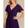 image:imageEverPretty Womens Spring Summer Chiffon Wedding Guest Dresses V Neck Ruffle Sleeves Midi Semi Formal Cocktail DressAdeep Purple