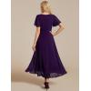 image:imageEverPretty Womens Spring Summer Chiffon Wedding Guest Dresses V Neck Ruffle Sleeves Midi Semi Formal Cocktail DressAdeep Purple