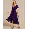 image:imageEverPretty Womens Spring Summer Chiffon Wedding Guest Dresses V Neck Ruffle Sleeves Midi Semi Formal Cocktail DressAdeep Purple