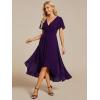 image:imageEverPretty Womens Spring Summer Chiffon Wedding Guest Dresses V Neck Ruffle Sleeves Midi Semi Formal Cocktail DressAdeep Purple