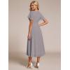 image:imageEverPretty Womens Spring Summer Chiffon Wedding Guest Dresses V Neck Ruffle Sleeves Midi Semi Formal Cocktail DressAgrey