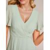 image:imageEverPretty Womens Spring Summer Chiffon Wedding Guest Dresses V Neck Ruffle Sleeves Midi Semi Formal Cocktail DressAmint Green